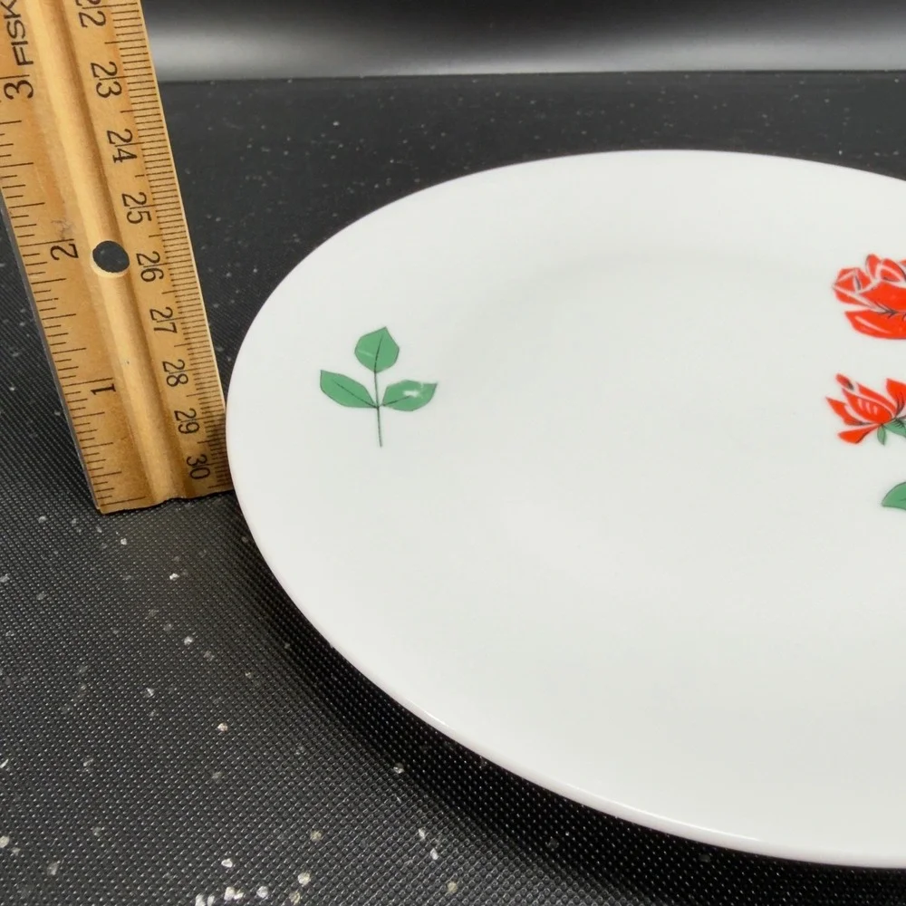 Seltmann‎ Weiden Bavaria Red Rose Porcelain Plates Dishes Set of 2 Germany Decor